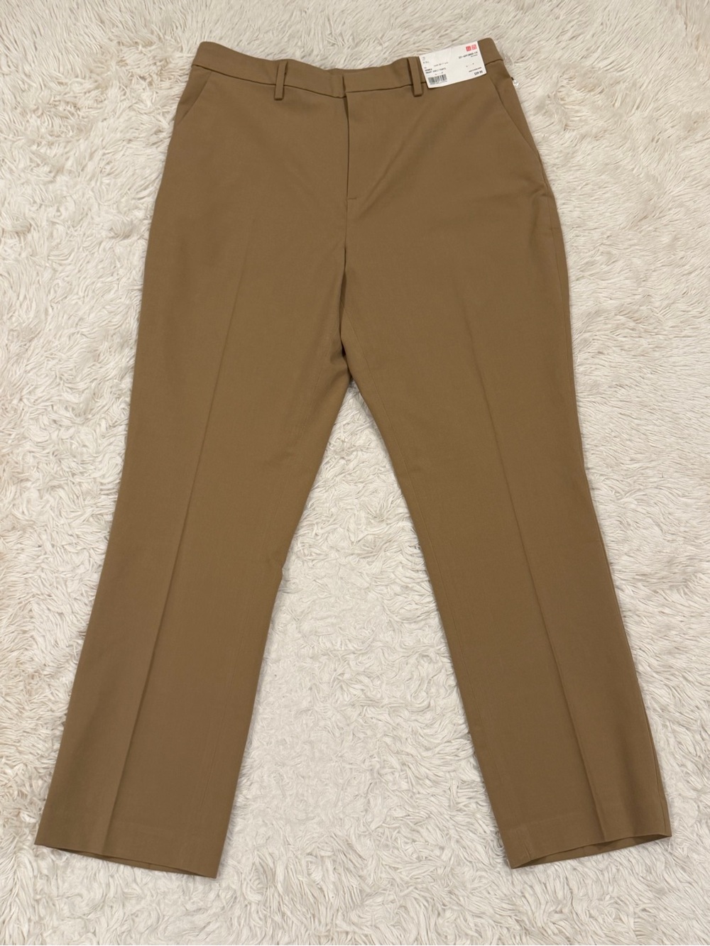 NEW Uniqlo Smart Ankle Pants Women’s Large 30-31 Beige Tan Khaki Trousers Office